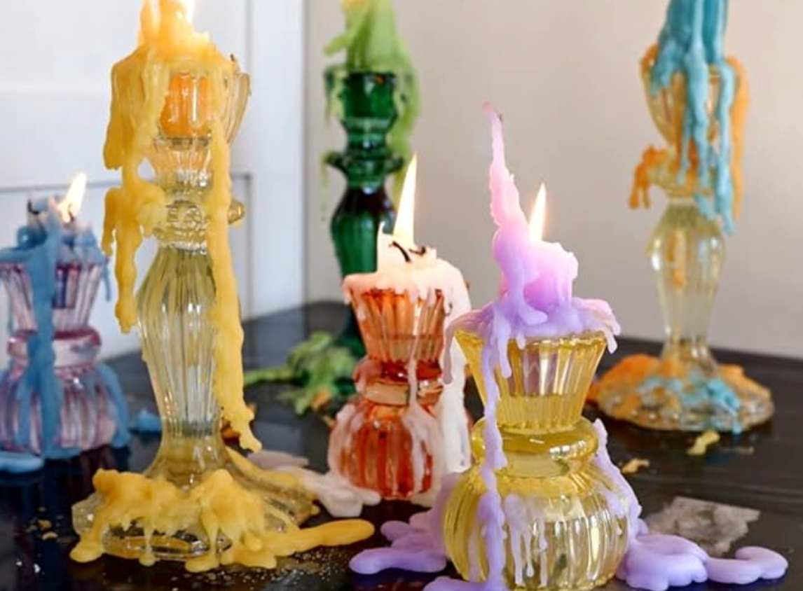 Colorful drip candles add a bohemian and artistic look to your home.