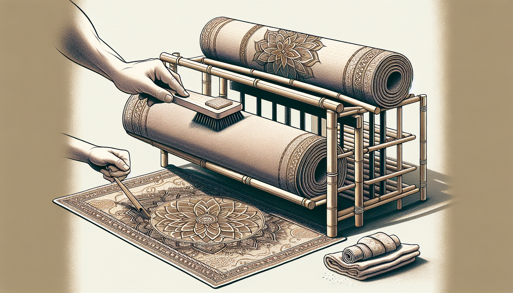 Illustration of proper care and maintenance of an expensive yoga mat