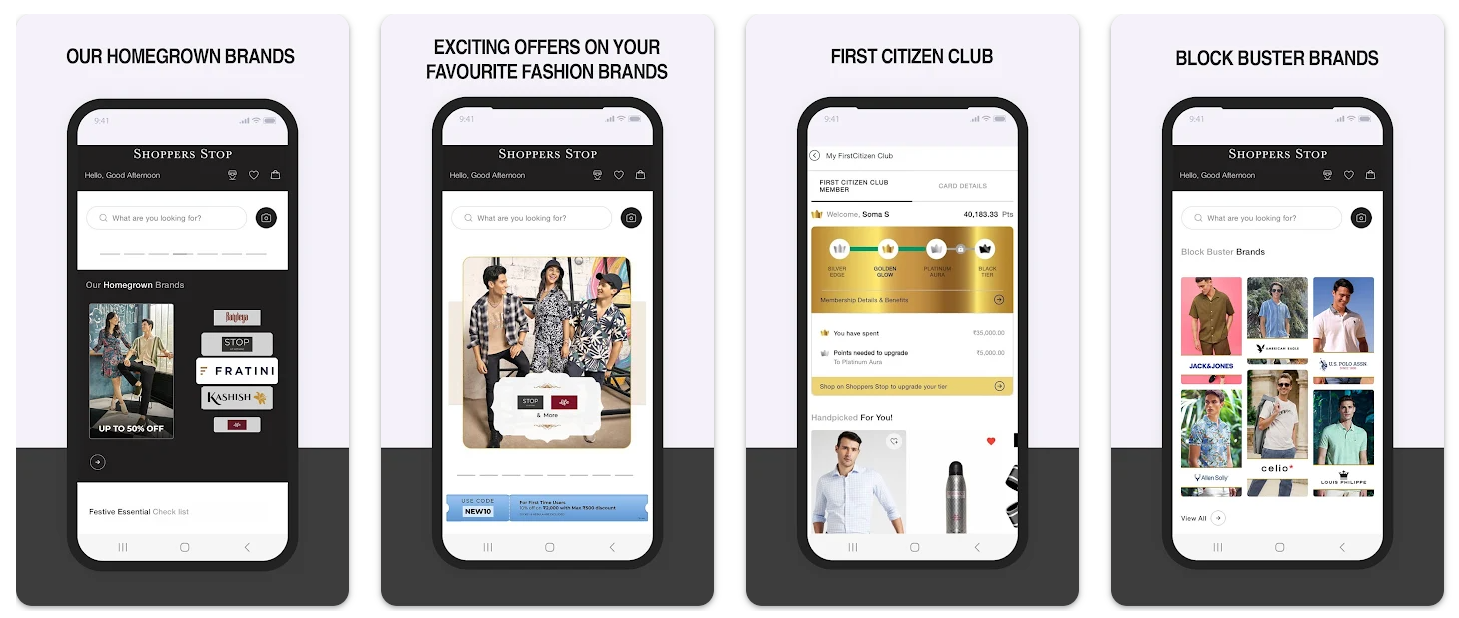 Shoppers Stop website – retail loyalty in India.