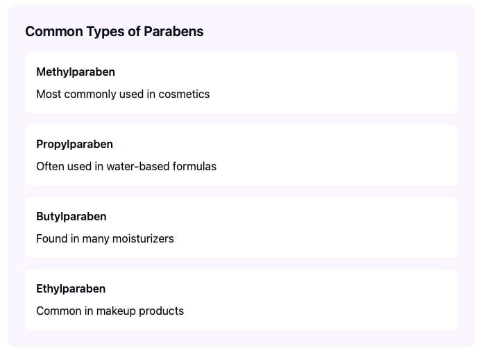 common types of parabens