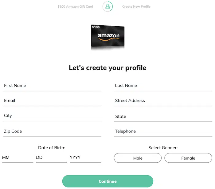 Sign up page