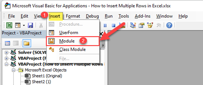 Creating a new module in VBA