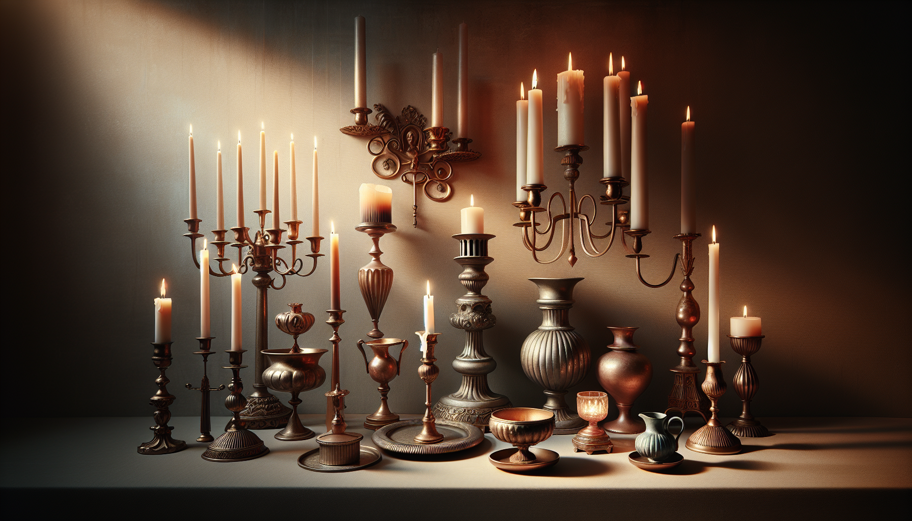 Illustration of different types of candle holders