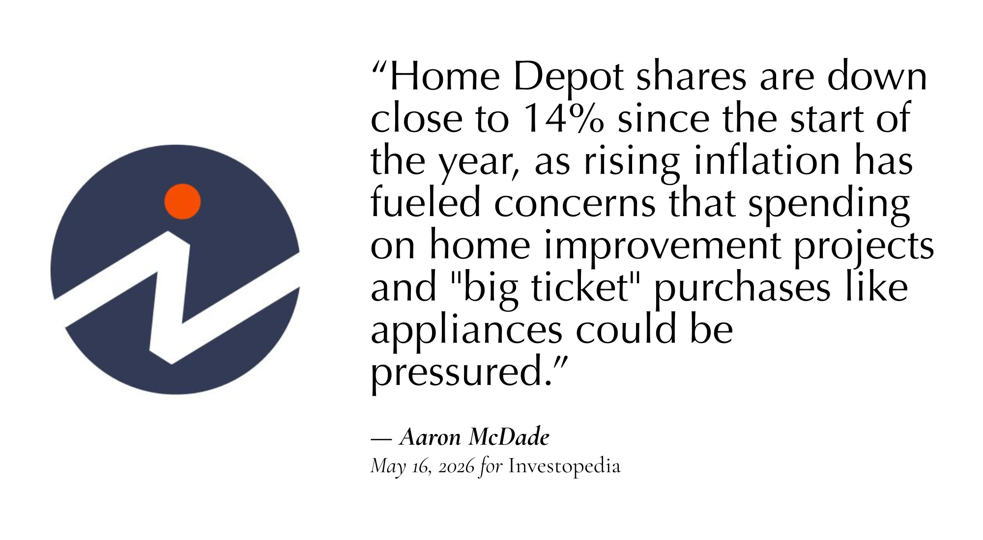 Home Depot quote from INvestopedia