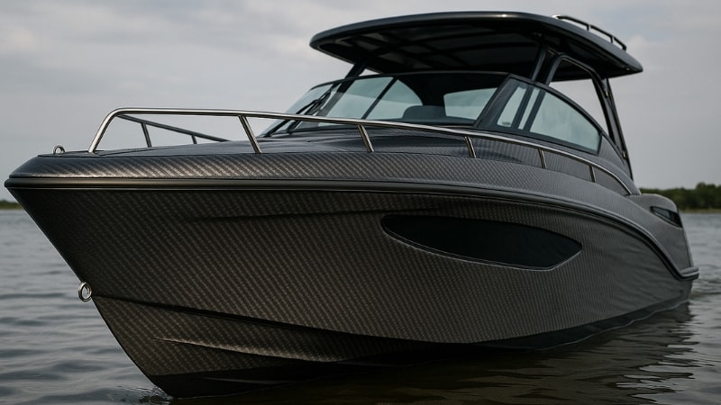 Yacht wrapped in carbon-fiber vinyl film