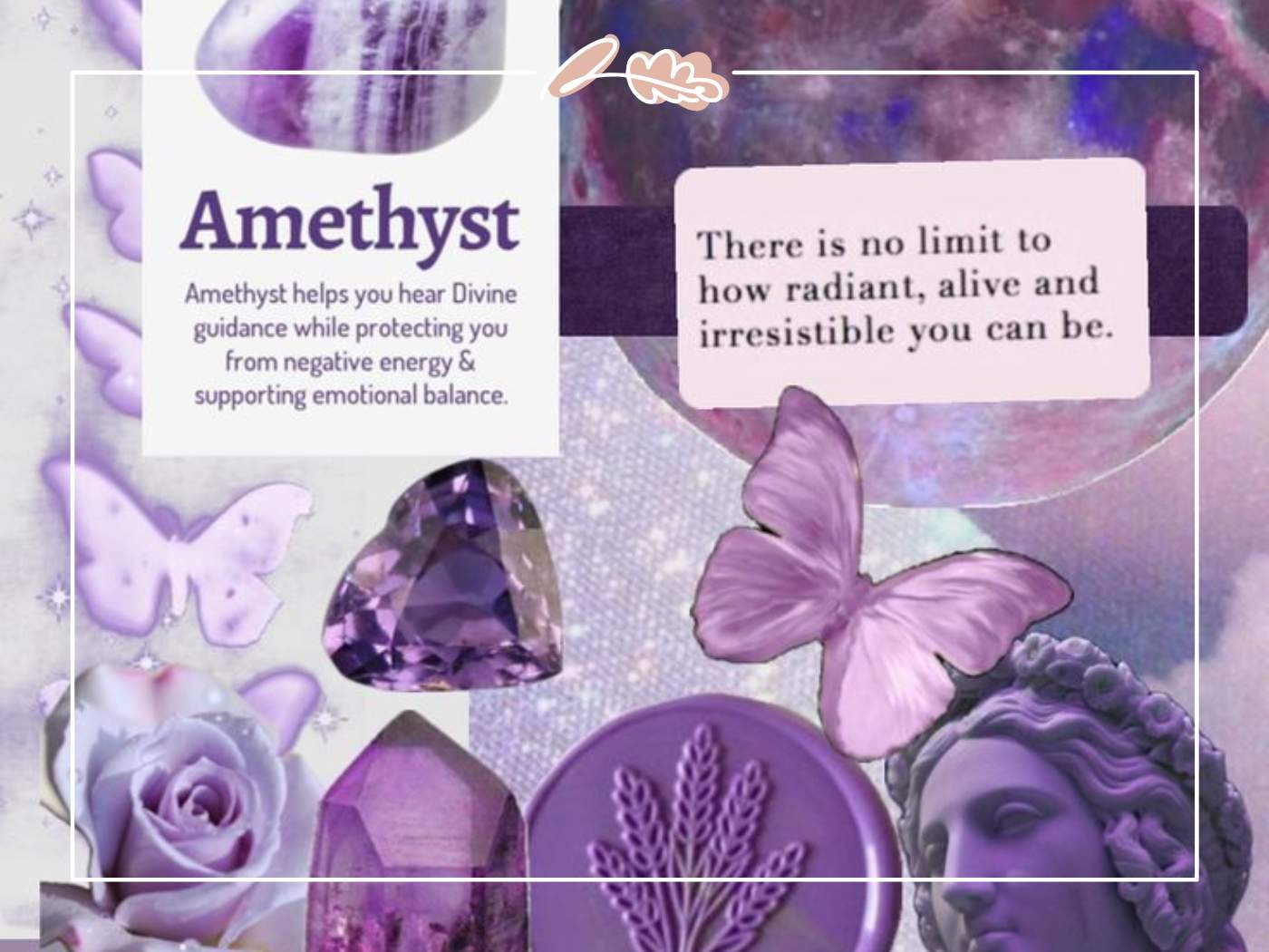 Amethyst-Inspired Collage - Amethyst-inspired collage symbolising emotional balance, ideal gift for Sagittarius friends seeking divine guidance and protection.