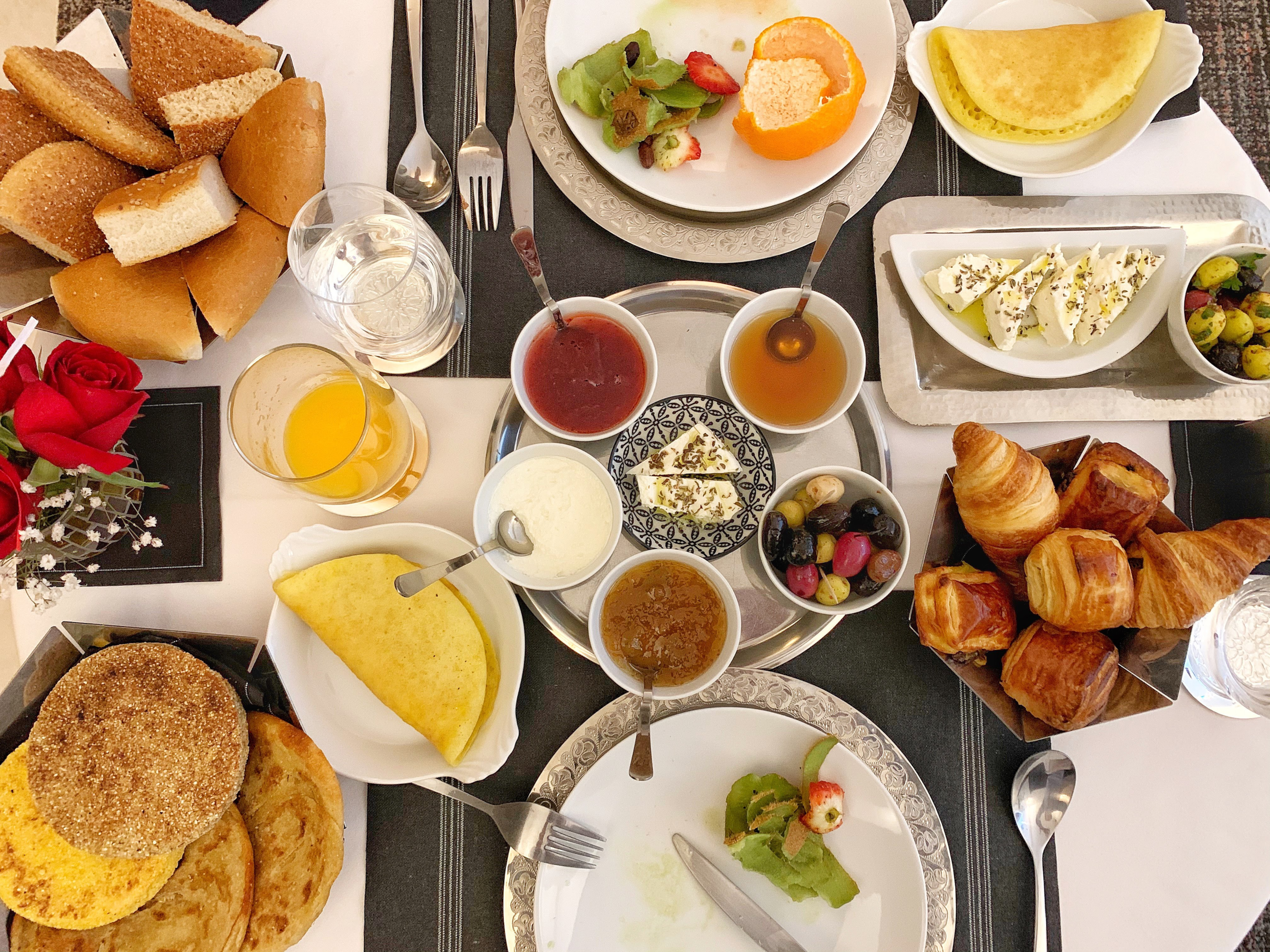 All kind of breadas and pancakes are served in Morocco