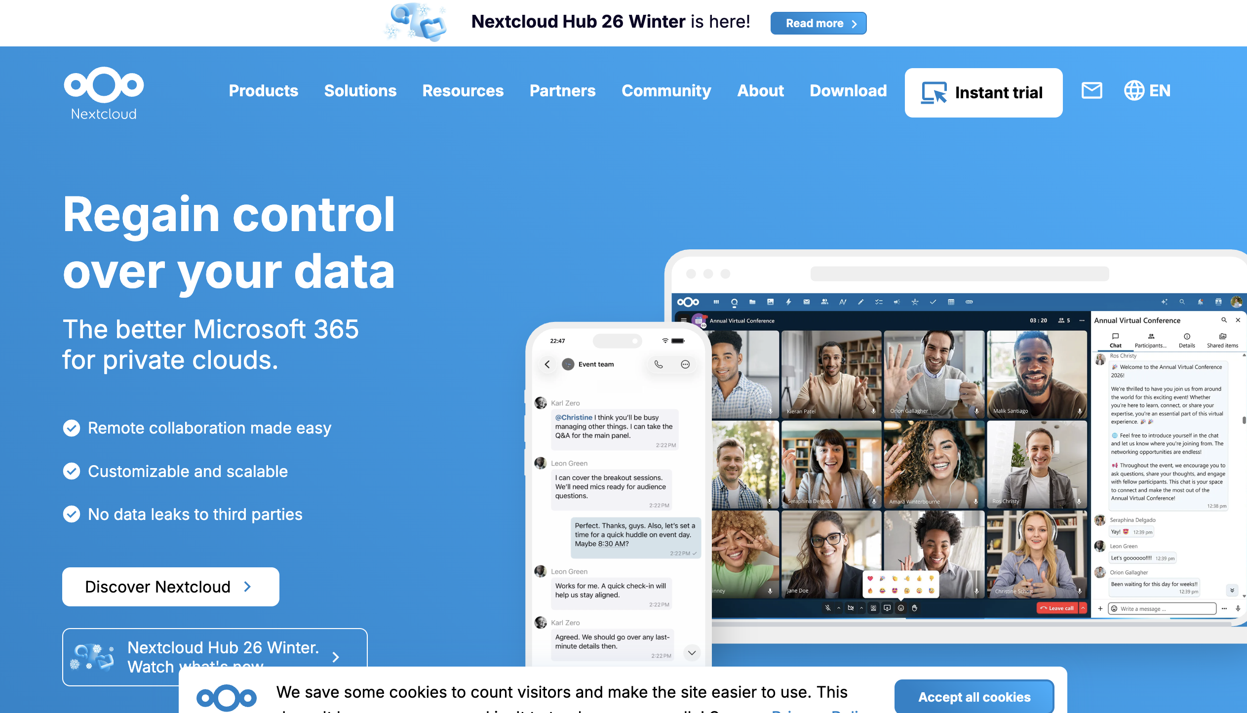 NextCloud website homepage