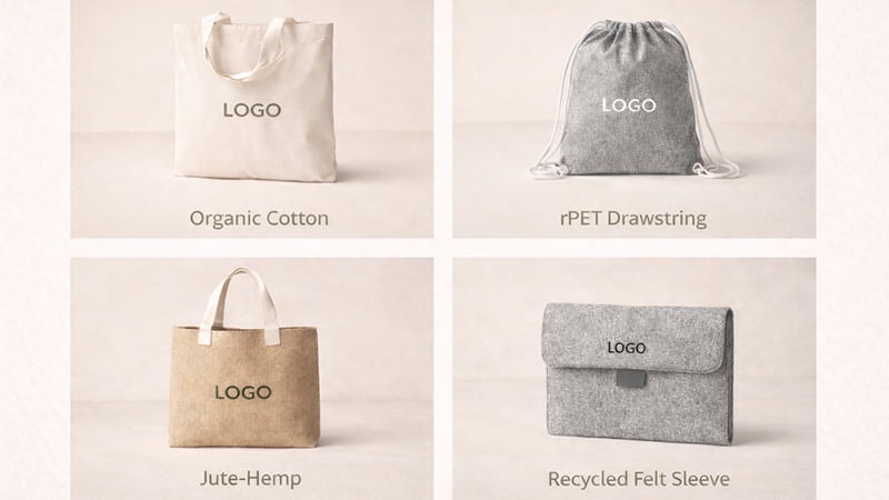 Reusable drinkware options for eco-friendly promotions, including vacuum steel bottles, bamboo tumblers, and wheat straw mugs.