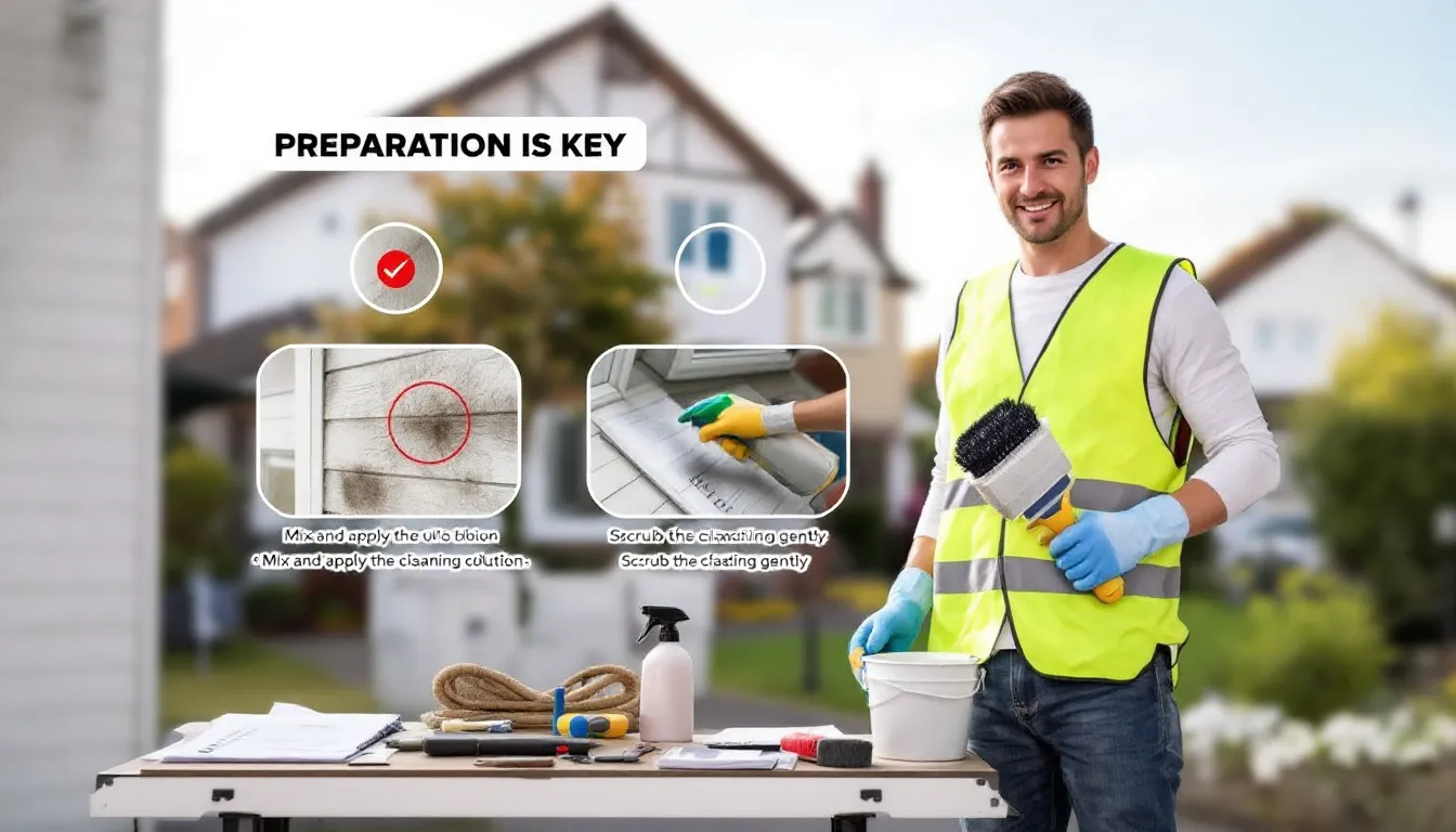 Maintenance tips for uPVC cladding, including cleaning tools.