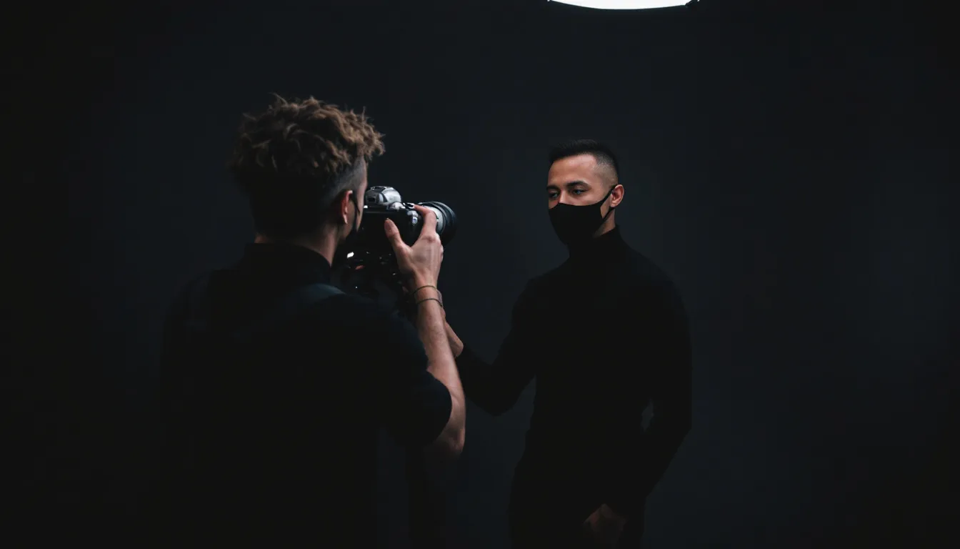 A photographer using advanced technology for a photo shoot.