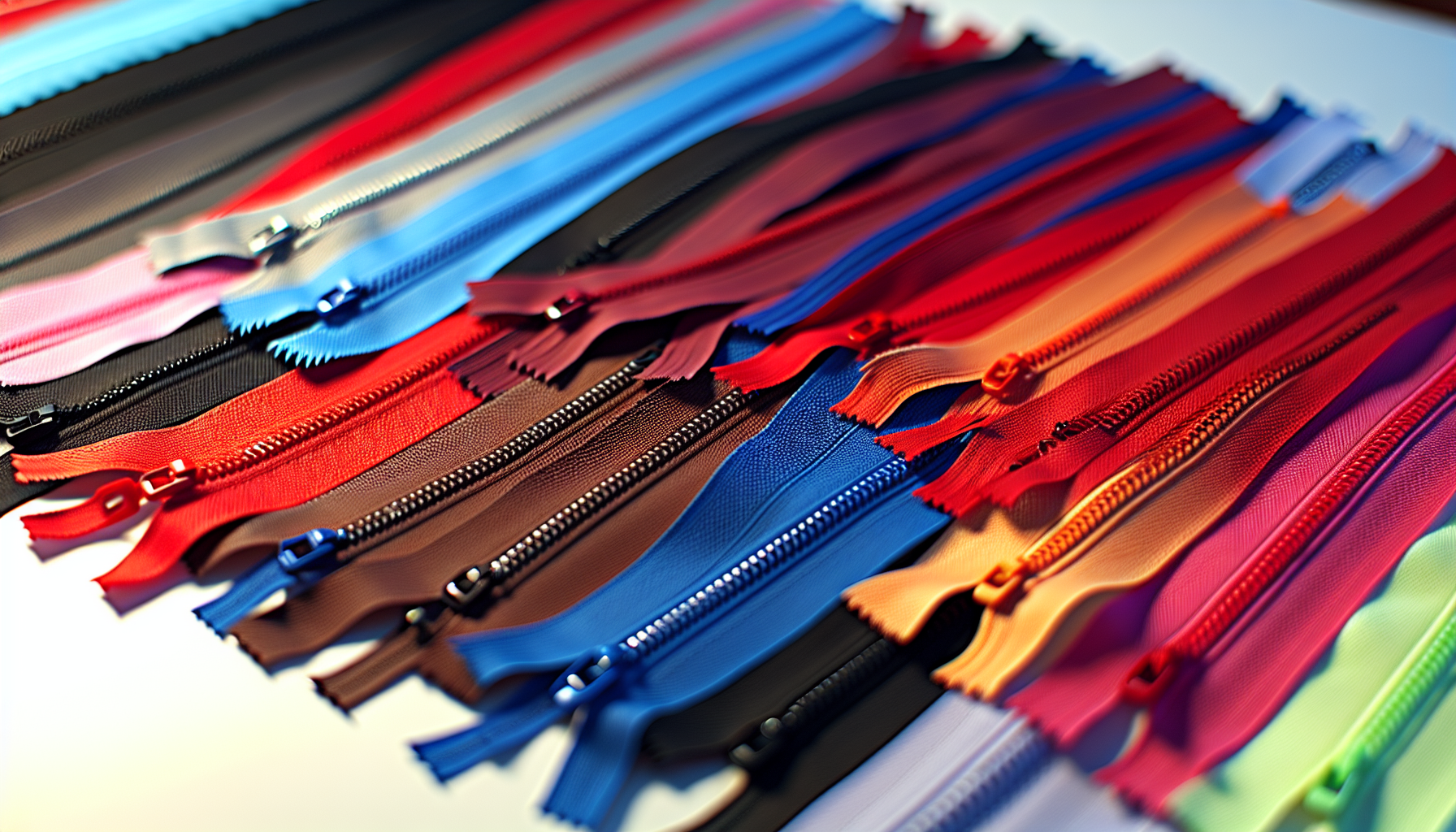 Assortment of different colored invisible zippers