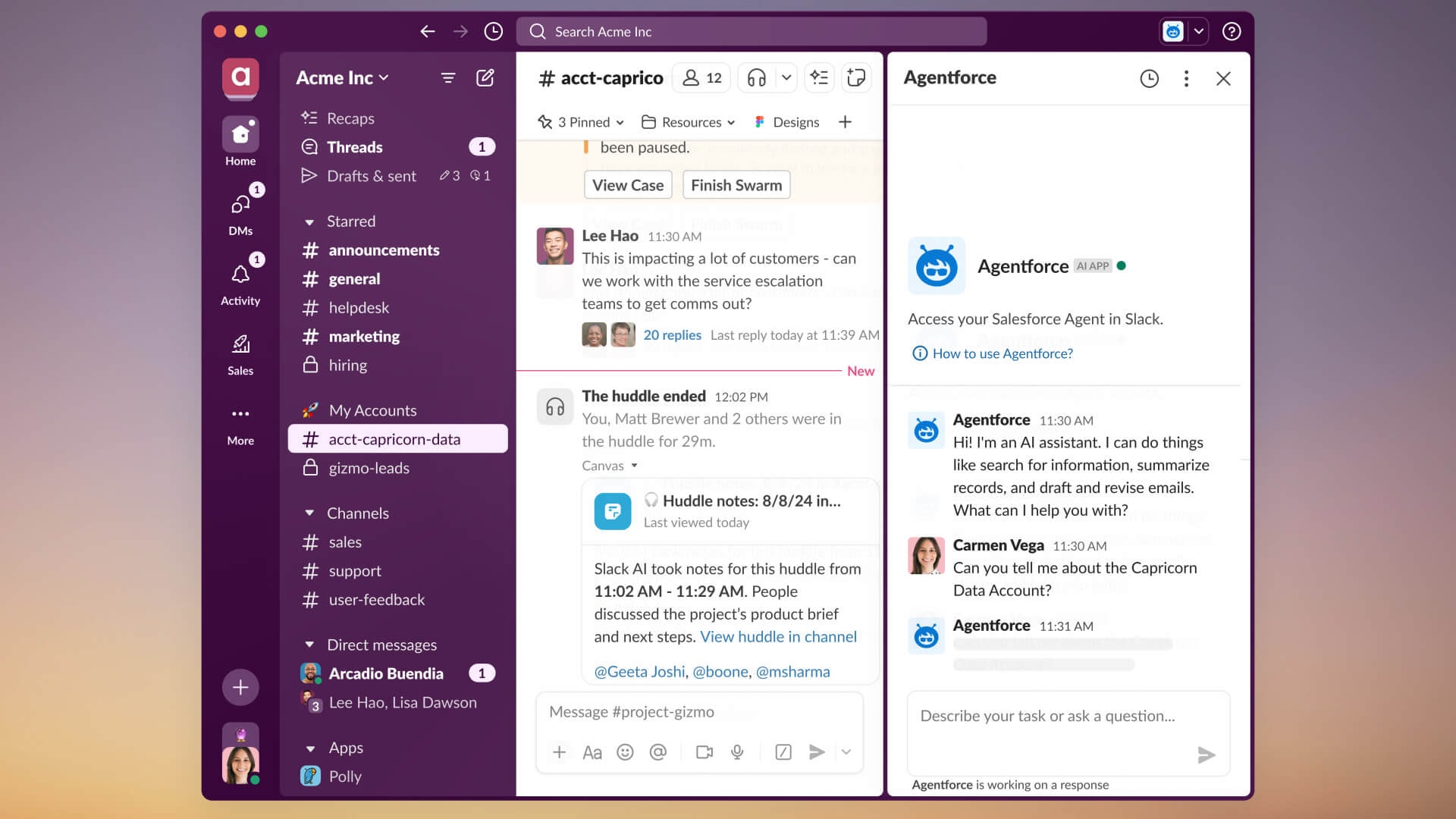 A screenshot of Slack, a chat app.