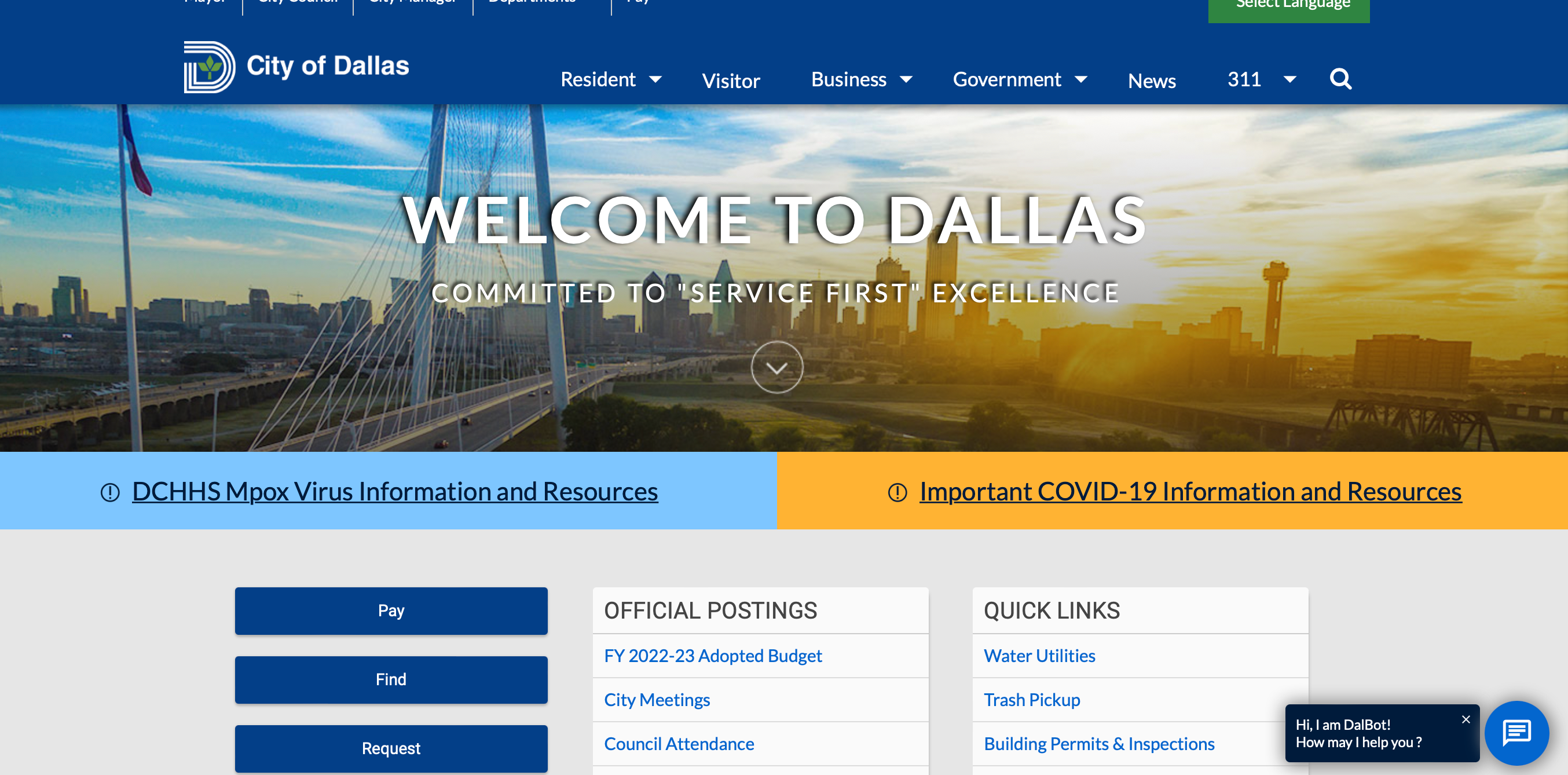 Communicate the specific value of your city in your website, like Dallas does here.