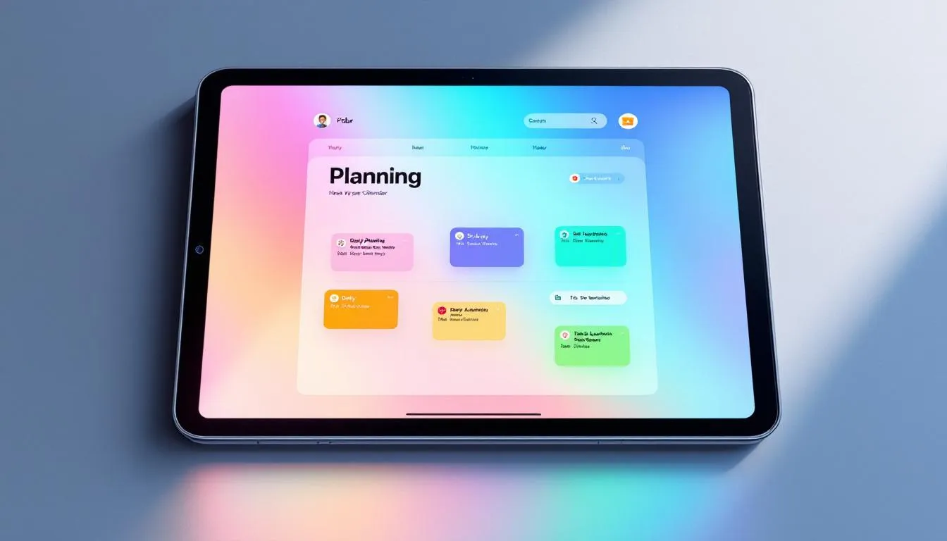Un calendrier numérique sur un iPad, illustrant la planification quotidienne et l'automatisation des tâches.
