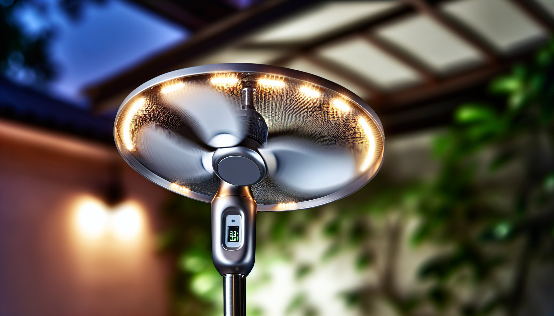 Energy-efficient outdoor fan with LED lighting