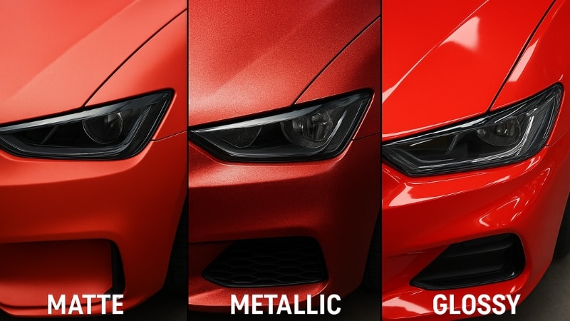 Matte vs gloss vs metallic finish on a car