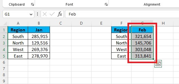 Select the table with a heading named Feb.