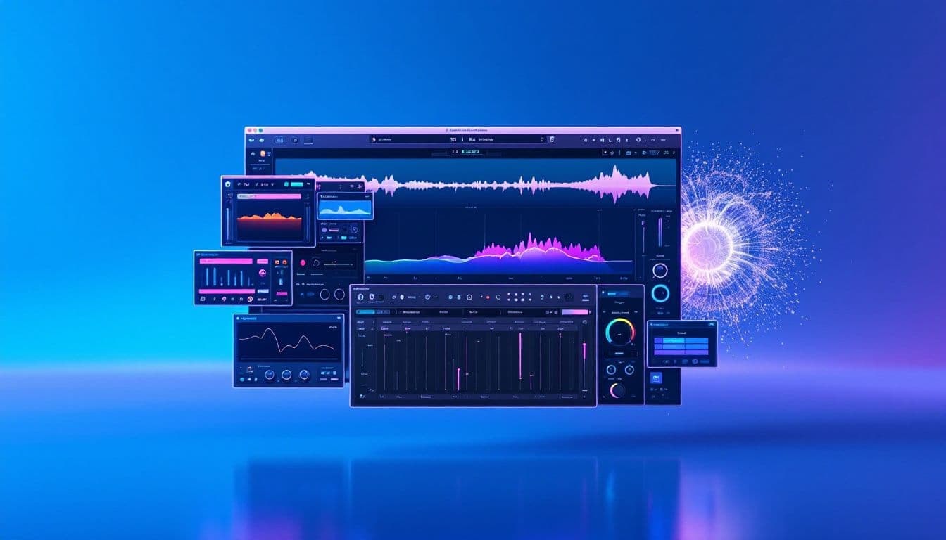 A screenshot of audio mastering software showing various plugins in use.