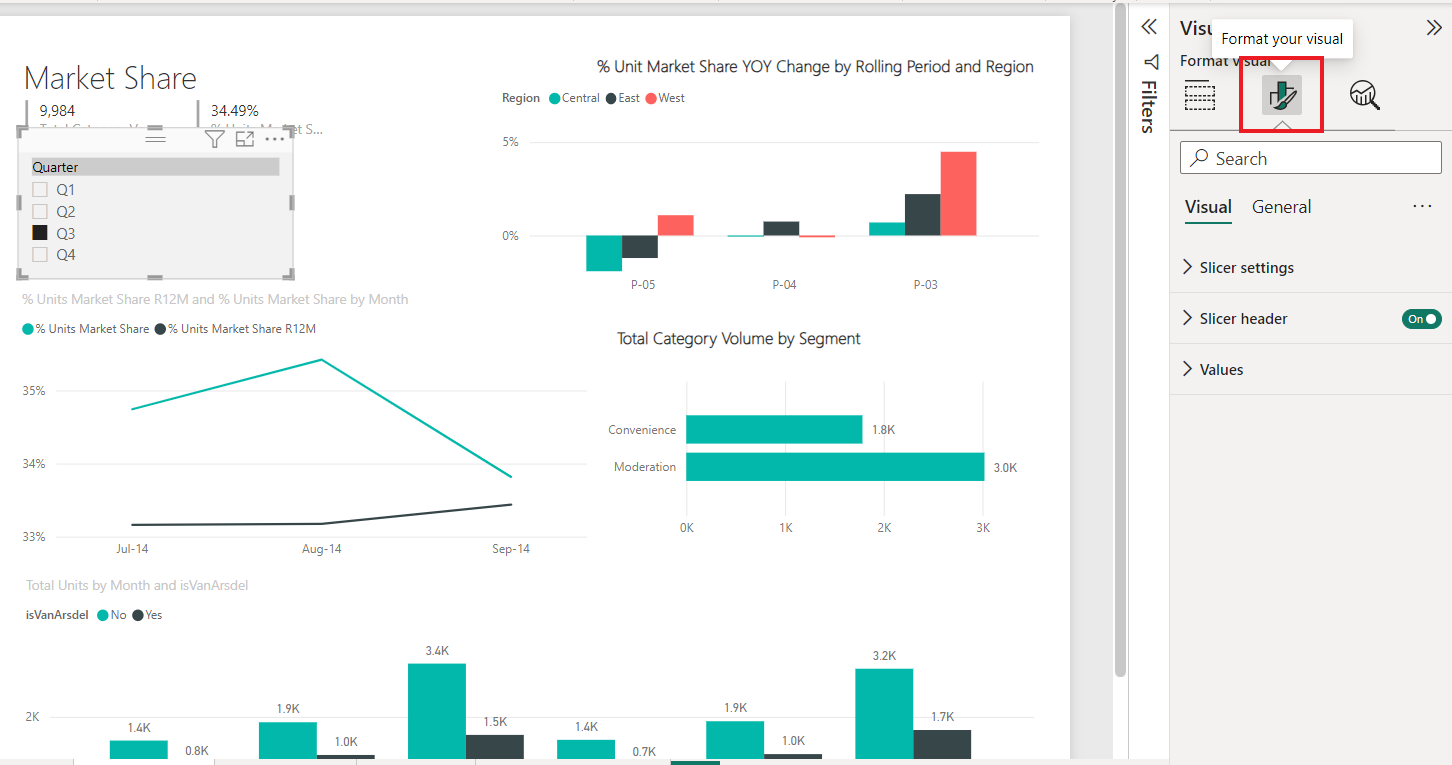 Format  Panel in Power BI Slicer