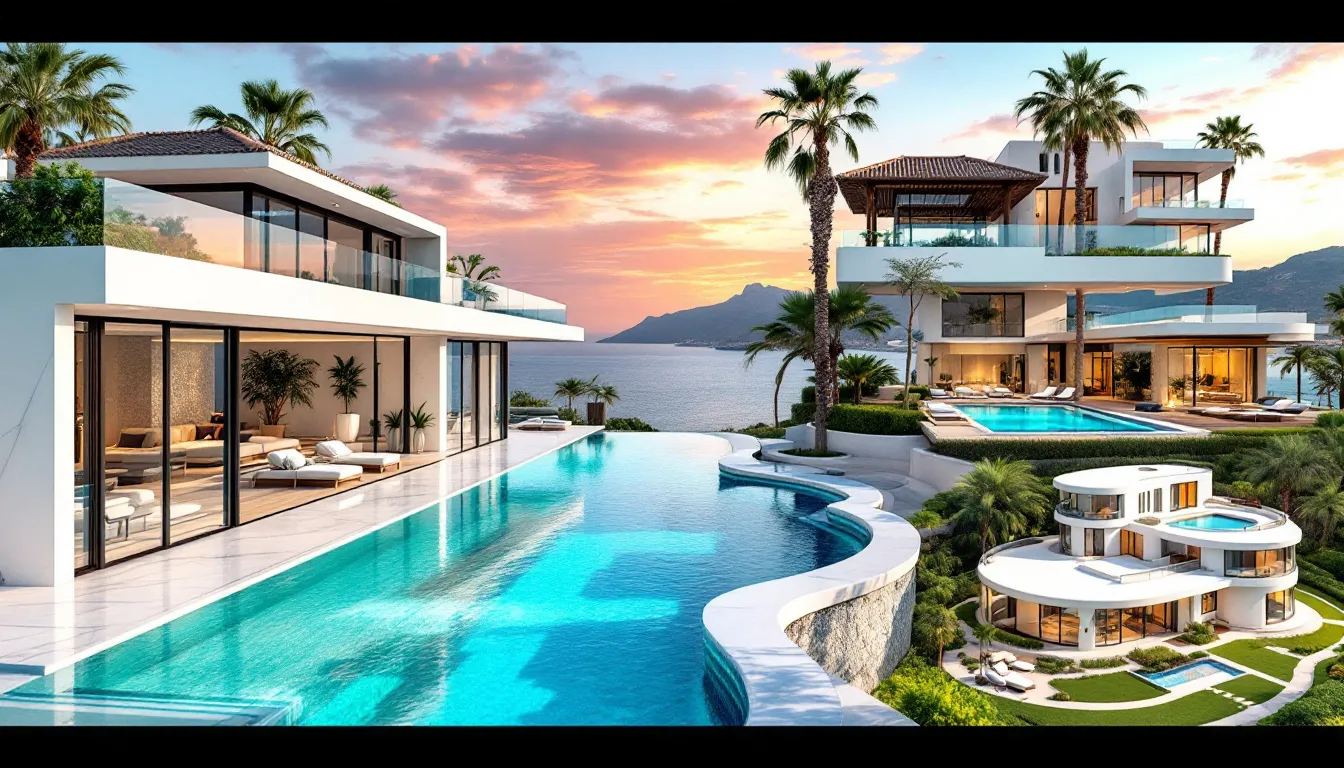 A collage of luxury villas in Marbella, illustrating the diverse investment opportunities in the real estate market.