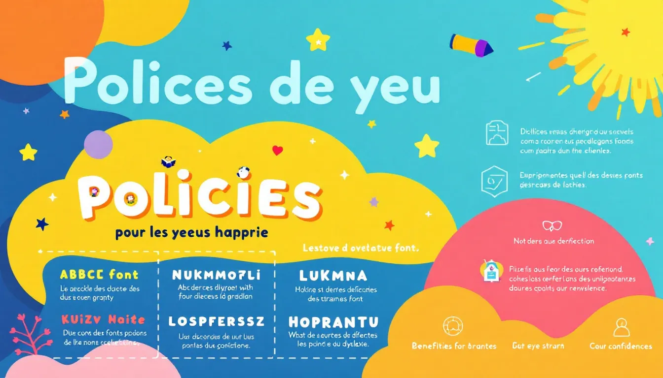 Une illustration montrant différentes polices de caractères adaptées pour les dyslexiques, incluant une police pour dyslexiques.