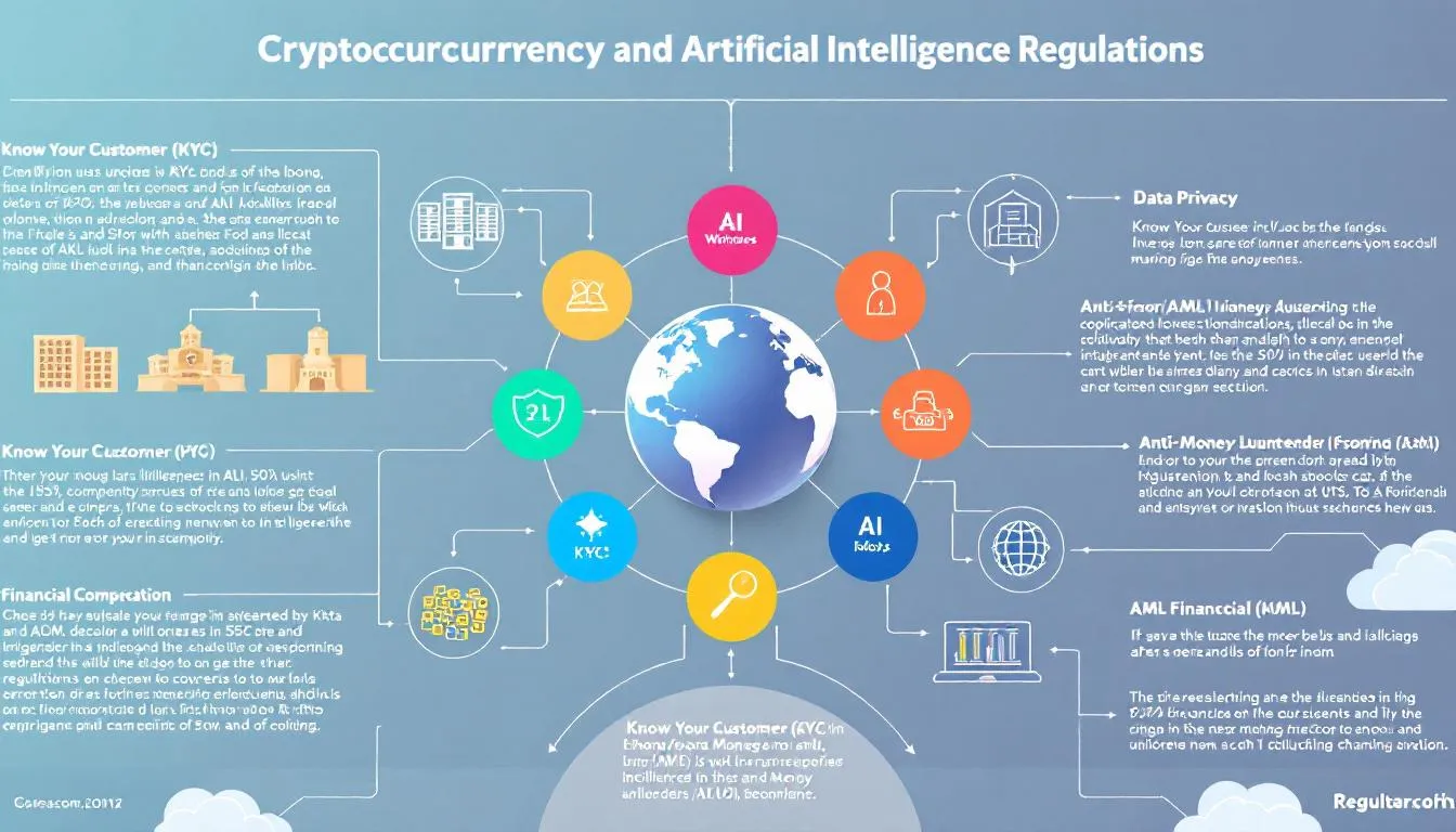 In the image, a diverse group of regulatory officials and industry leaders are gathered around a table, discussing the complexities of crypto regulation and AI oversight. They are reviewing documents and charts that illustrate the evolving regulatory framework for digital assets, highlighting the importance of fostering innovation while ensuring regulatory clarity and compliance in the financial sector.
