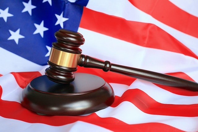 civil litigation gavel, usa, flag