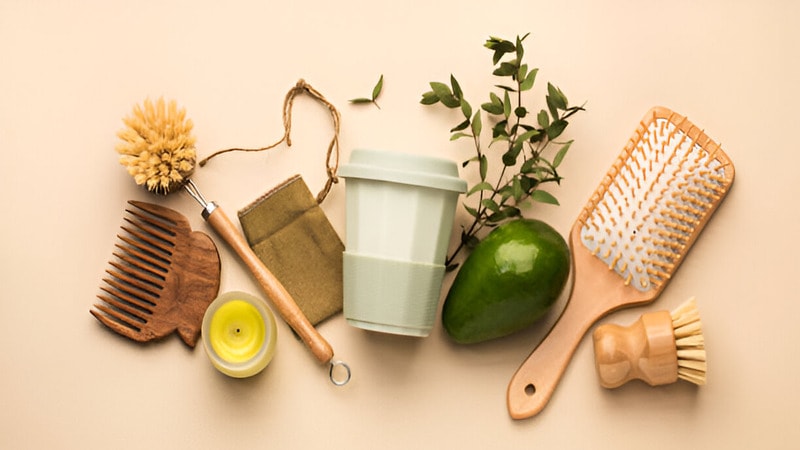 Bathroom and kitchen supplies from recyclable, reusable materials