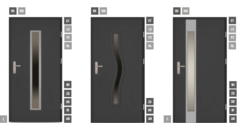 Dostępne modele oraz wymiary drzwi zewnętrznych z kolekcji TUREN