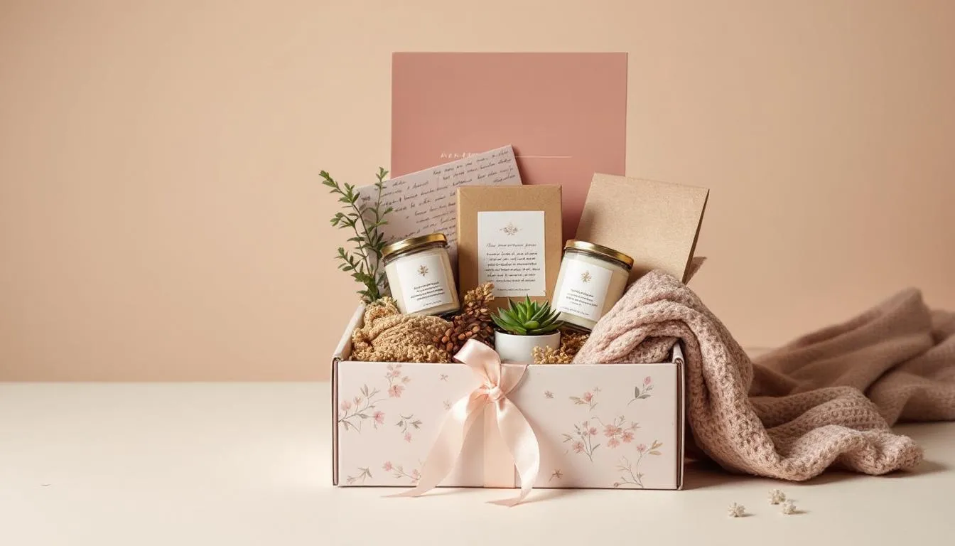 A beautifully arranged gift box filled with thoughtful gifts, including sweet treats, art supplies, and a reusable water bottle, perfect for celebrating a special occasion or expressing gratitude to your best friend. This personalized gift box is a delightful surprise that captures the essence of friendship and appreciation.