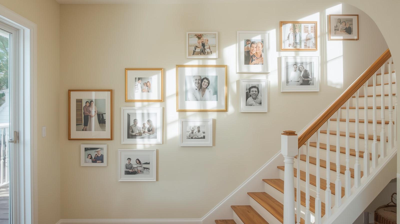 Elevate your staircase with family photo walls