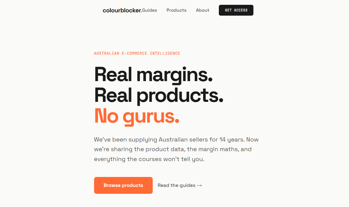 colourblocker landing page screenshot