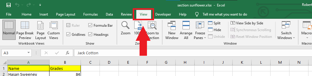 View tab to compare files in the window group.