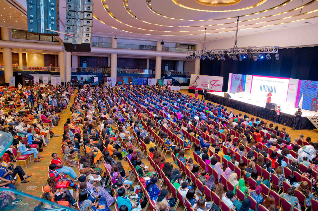 An upward view of a hall used for WIMBIZ Annual Conference at Eko Hotel and Suites 