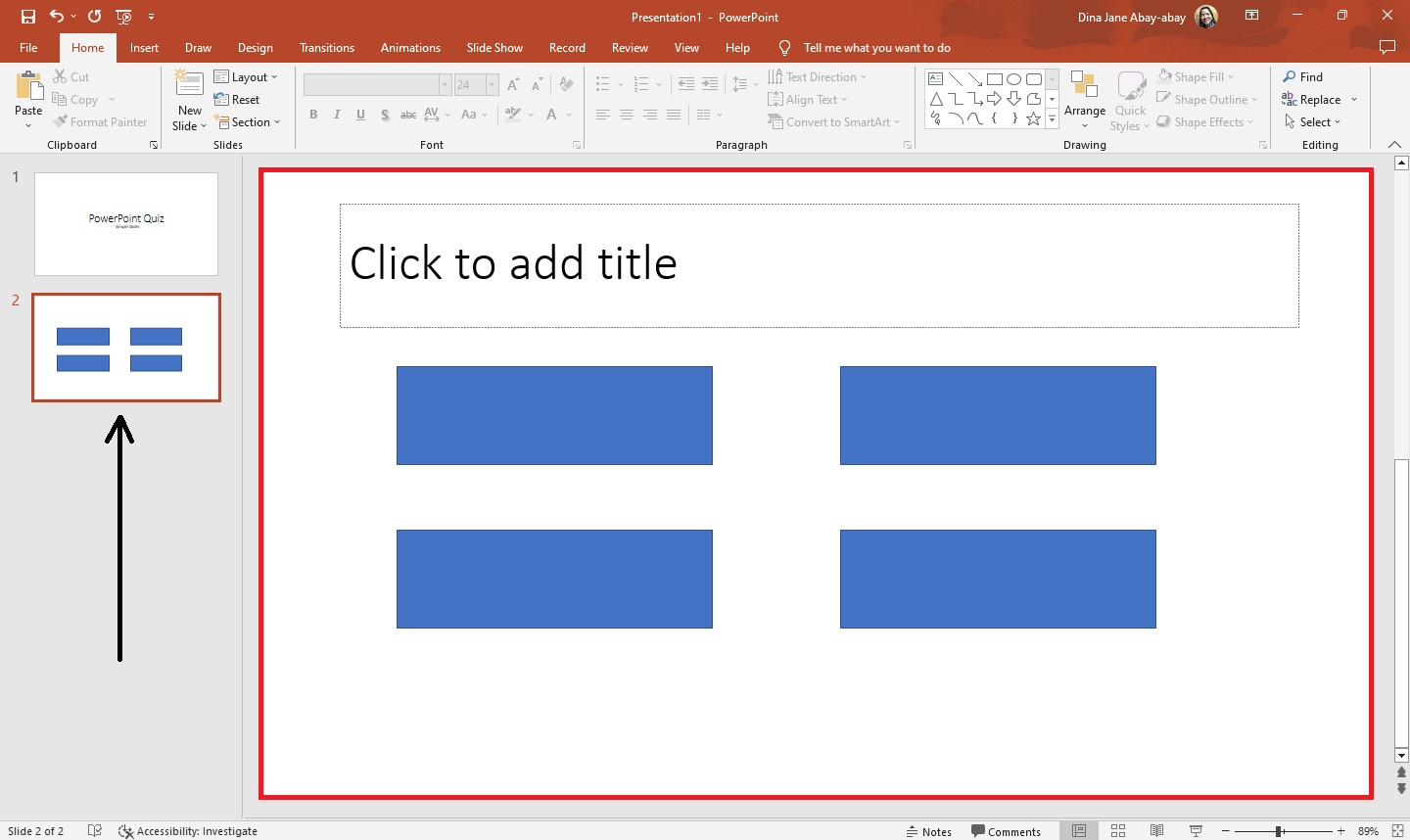 Create a new presentation slide 