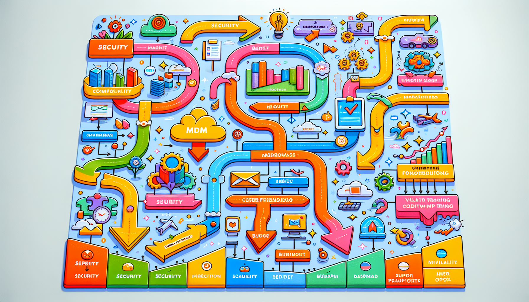 Choosing the right MDM solution for your business illustrated with decision-making flow.