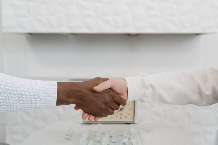 Property managers shaking hands