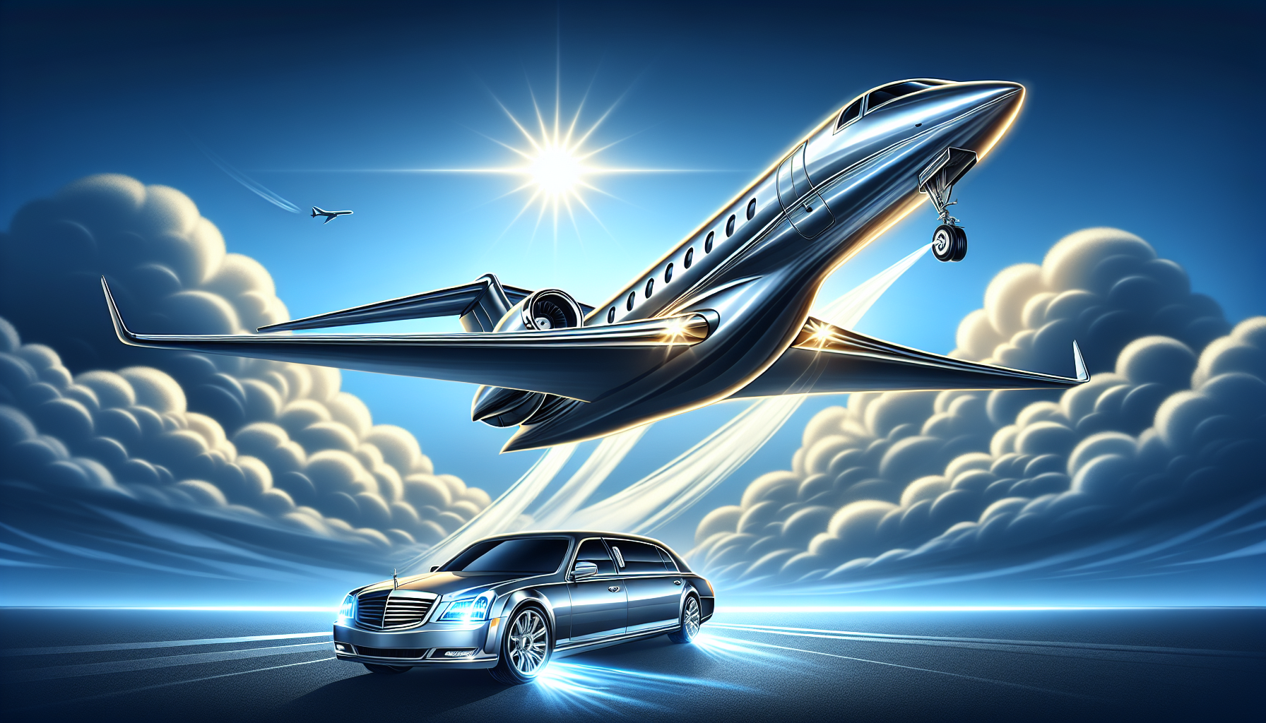 Illustration of a private jet taking off