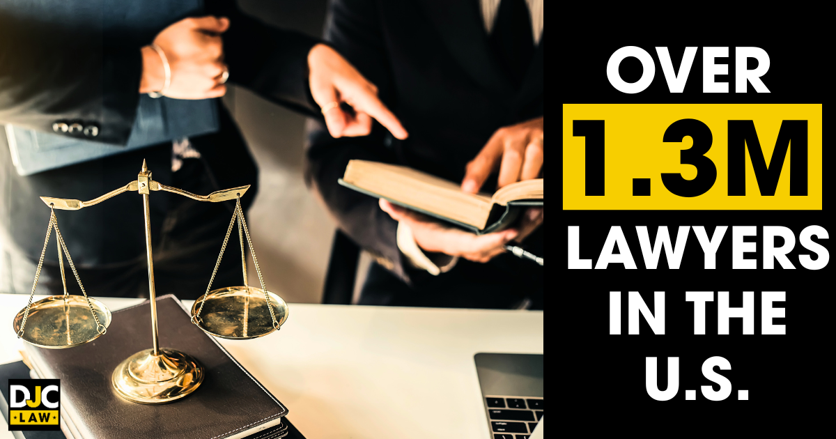 A visual representation highlighting the presence of over 1.3 million lawyers across the United States.