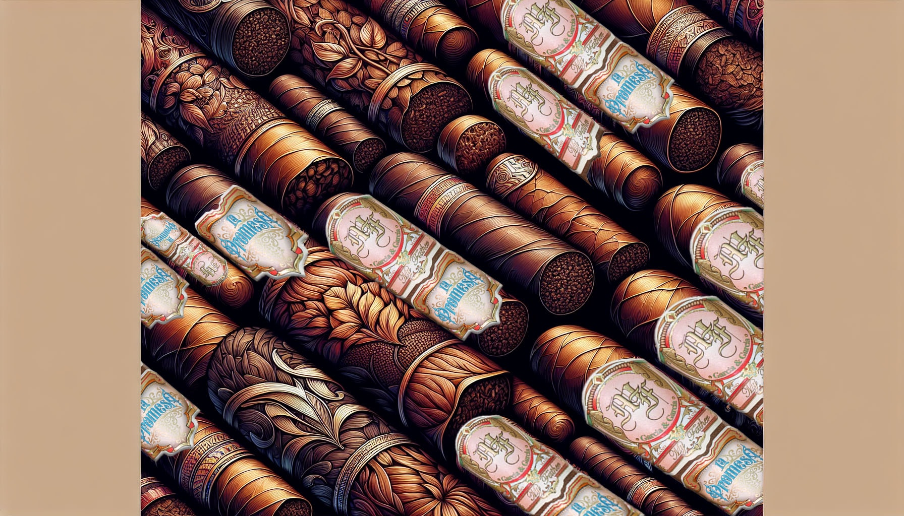 An artistic depiction of My Father La Promesa cigars, illustrating their craftsmanship and quality.