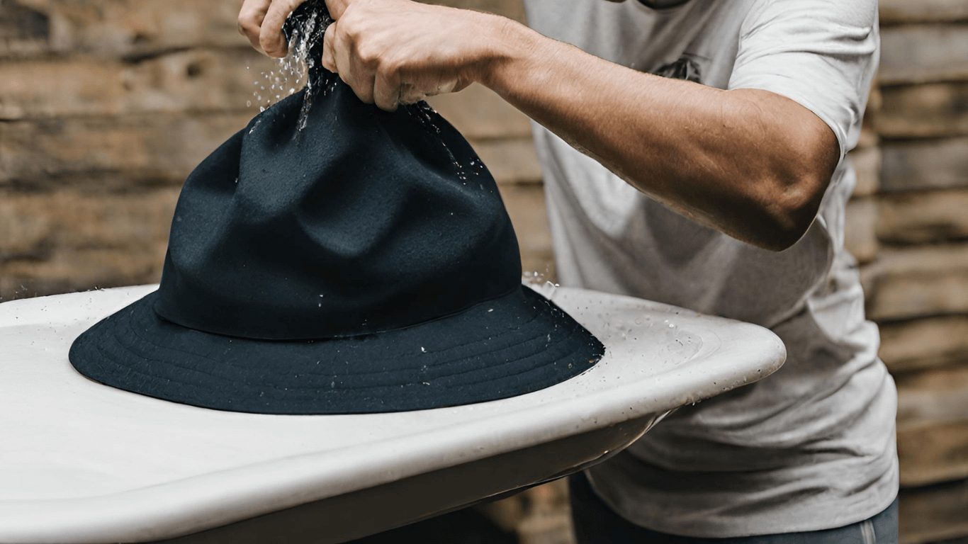 rinsing and drying hat