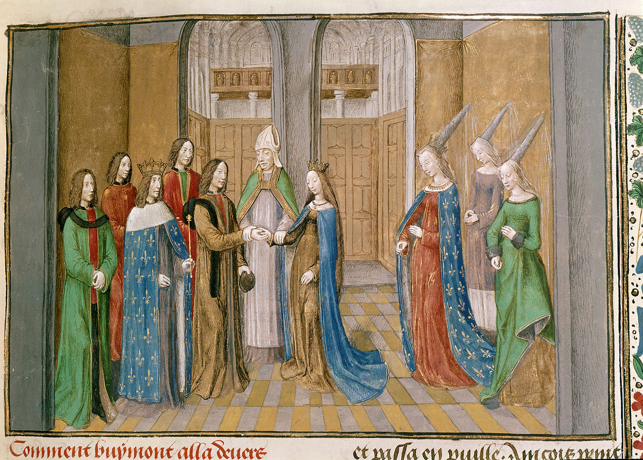 Bernard Ernoul, "The Marriage of Bohemond I, Prince of Antioch, and Constance, daughter of King Philip I of France (c. 1106)" (a 15th-century illuminated manuscript) (Photo: Wikimedia)