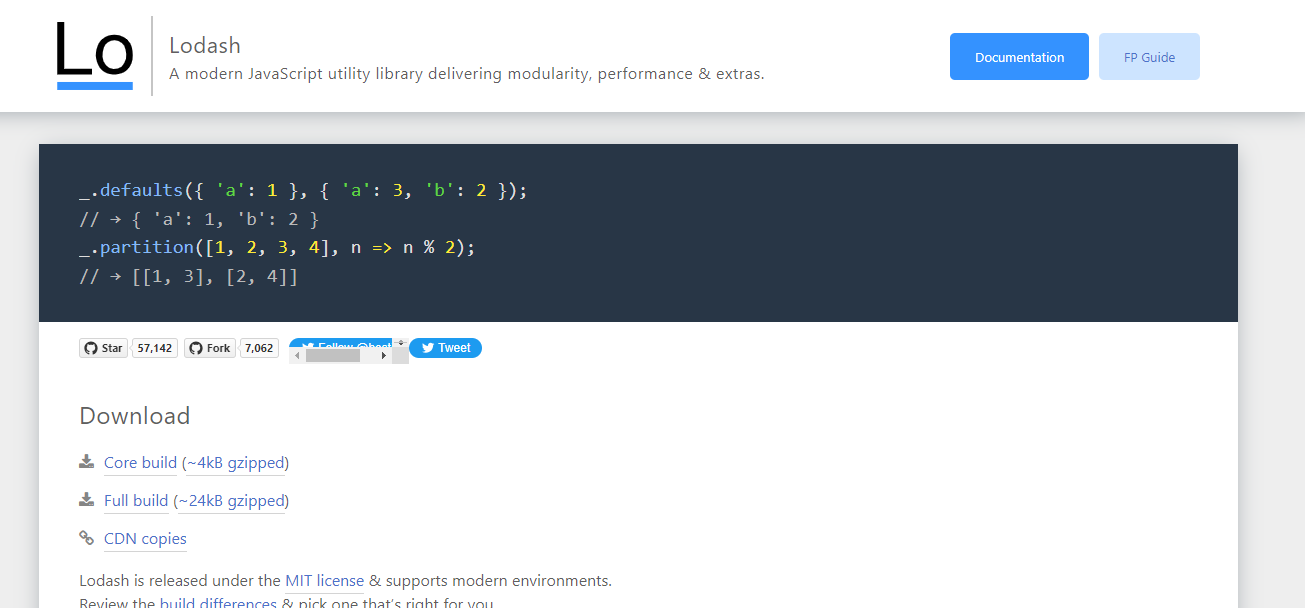Lodash javascript utility library for web application web browsers
