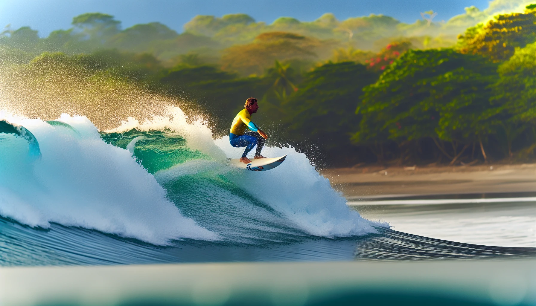 Surfer riding a wave in Costa Rica