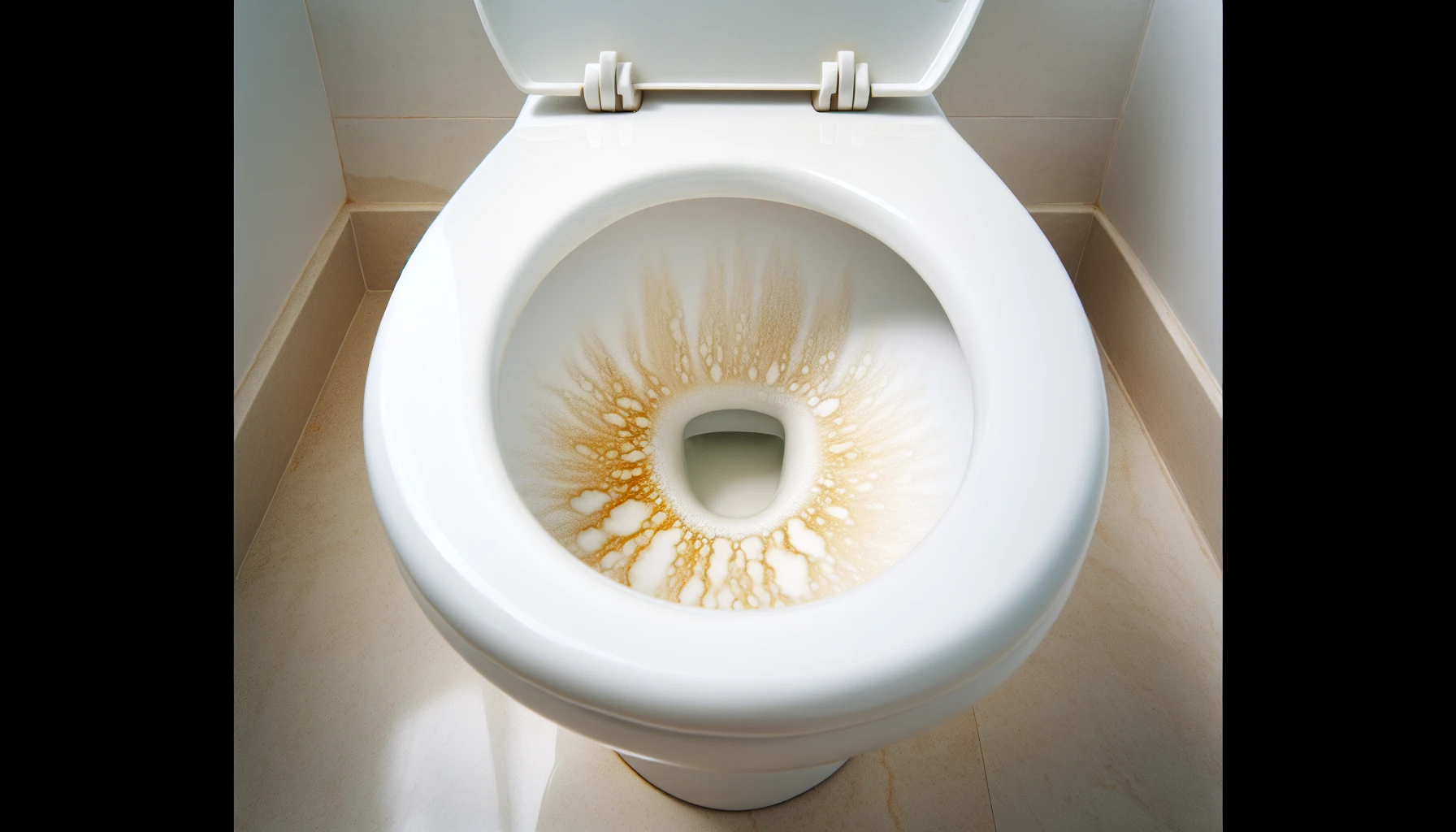 Toilet bowl with hard water stains