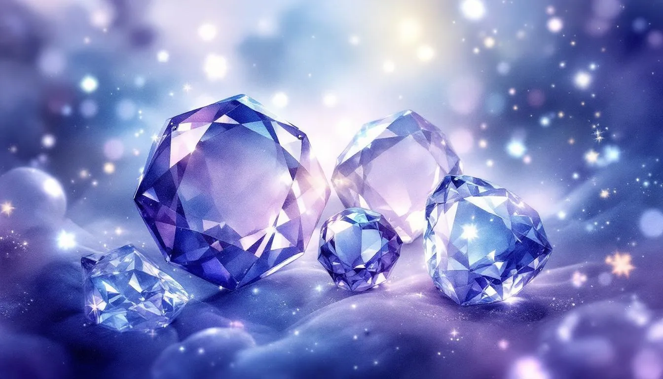 A collection of tanzanite jewelry pieces, highlighting their unique violet-blue color.