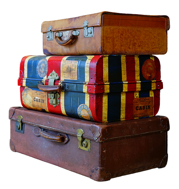 suitcase, stack, old
