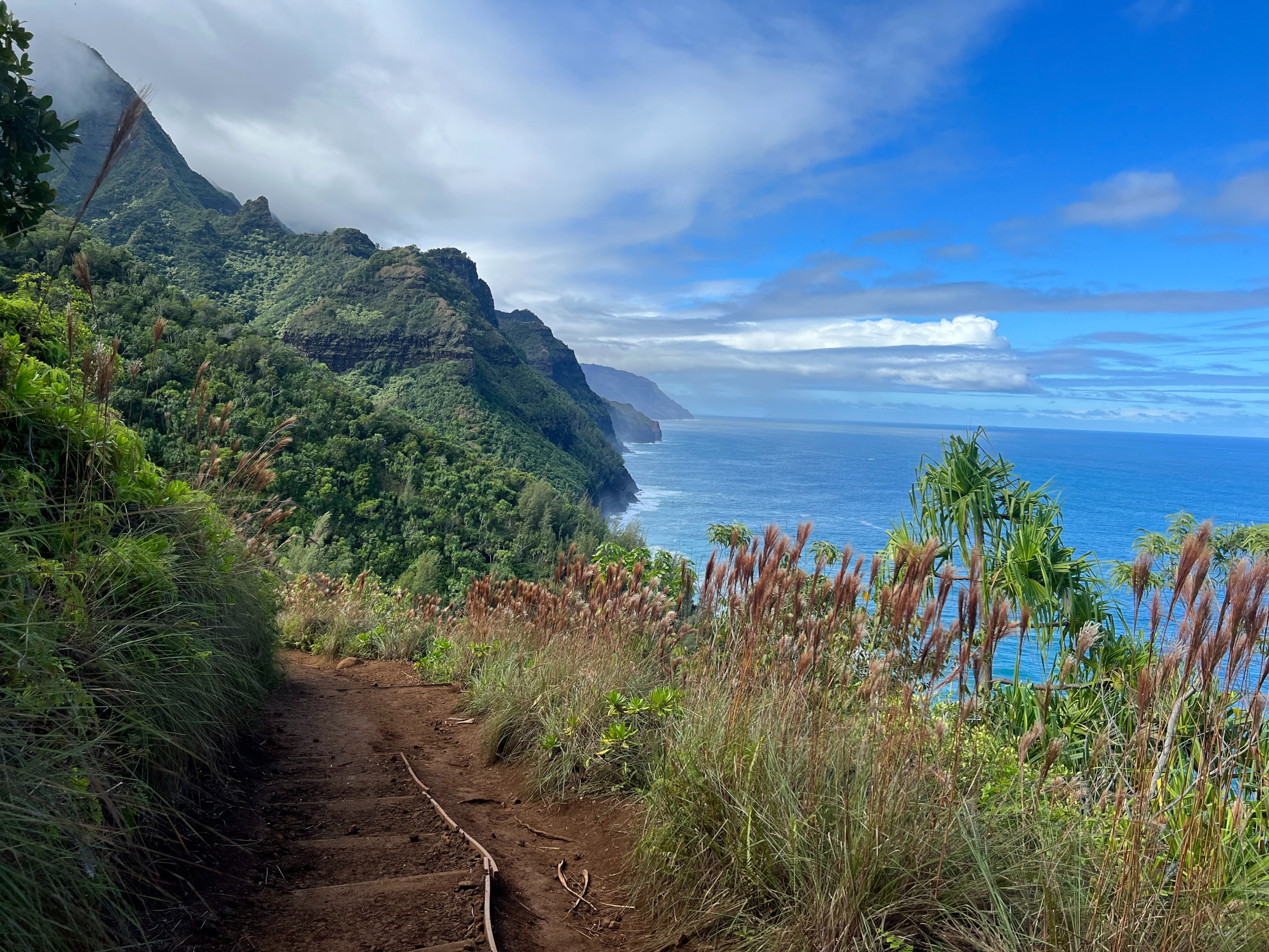 A clear view of Kalalau Trail to hike in Kauai. 