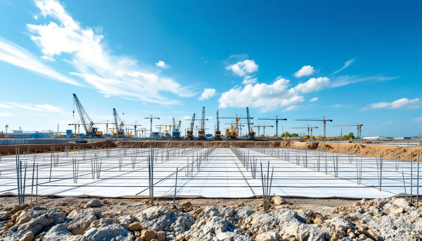 Site preparation for concrete construction.